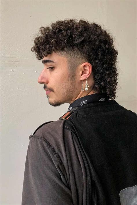 curly hair mullet|curly hair mullet men.